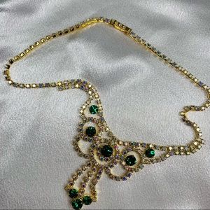 Emerald Butterfly Rhinestones Necklace